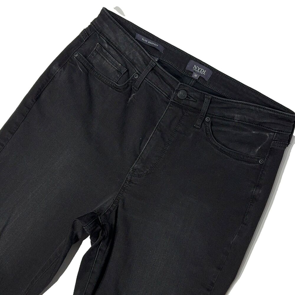 NYDJ Black Slim Bootcut High Rise Crop Jeans Lift Tuck Stretch Women Sz 10 (J2)